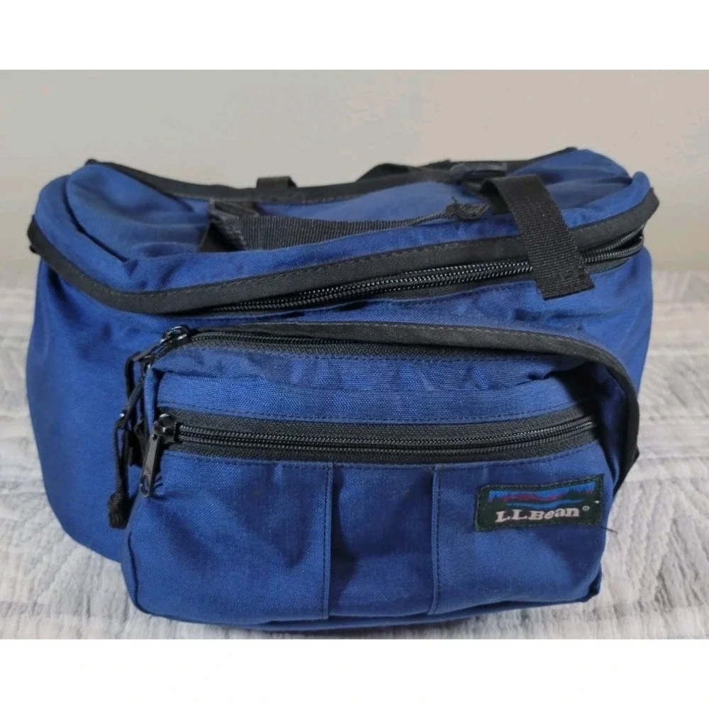 Vintage L.L. Bean Camera Shoulder Bag Blue USA Made | Adjustable Strap | Padded
